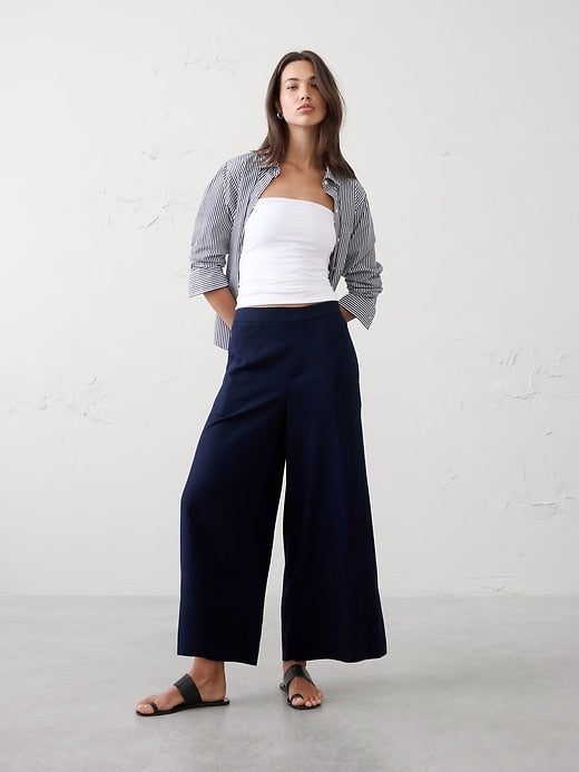 Wide Leg Cropped Linen Pant: 23", 25", 28" Inseams