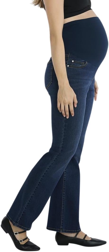 Women's 32" Inseam Bootcut Maternity Jeans in Dark Wash