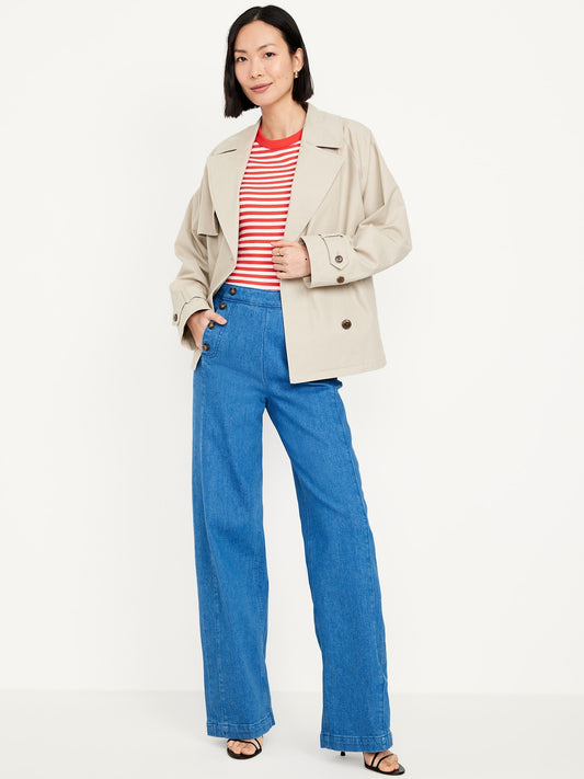 Women's Bright Blue Wide-Leg Jeans: 29", 31", 34" Inseams