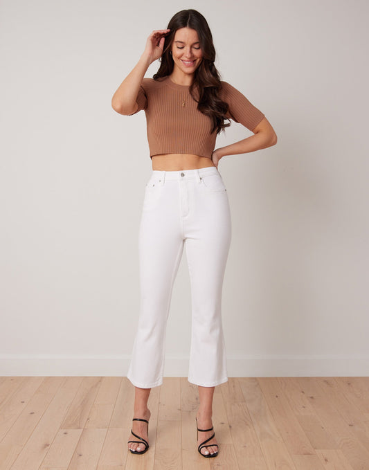 Women's Cropped White Bootcut Jeans with 26" Inseam