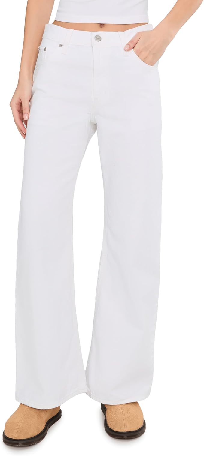 Women's White Loose Jeans: 31" Inseam