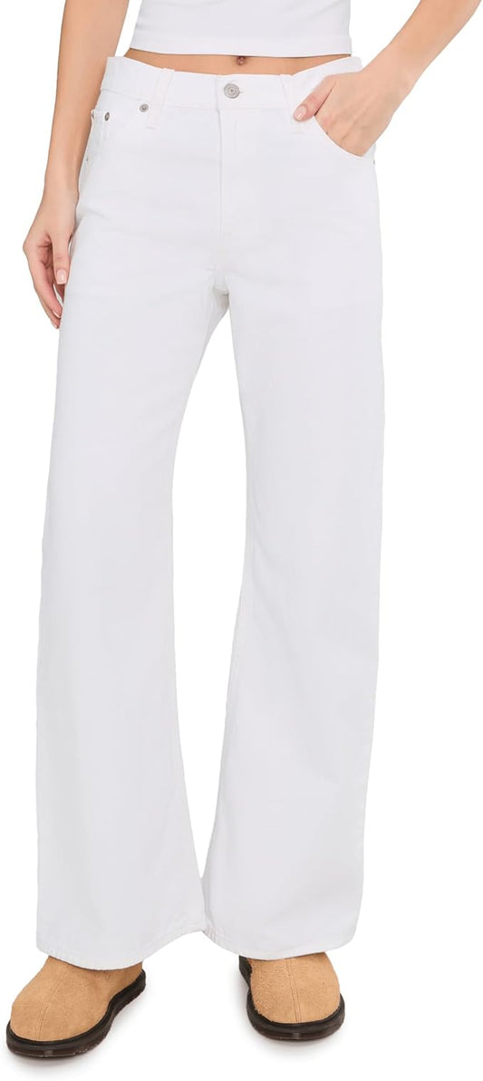 Women's White Loose Jeans: 31" Inseam
