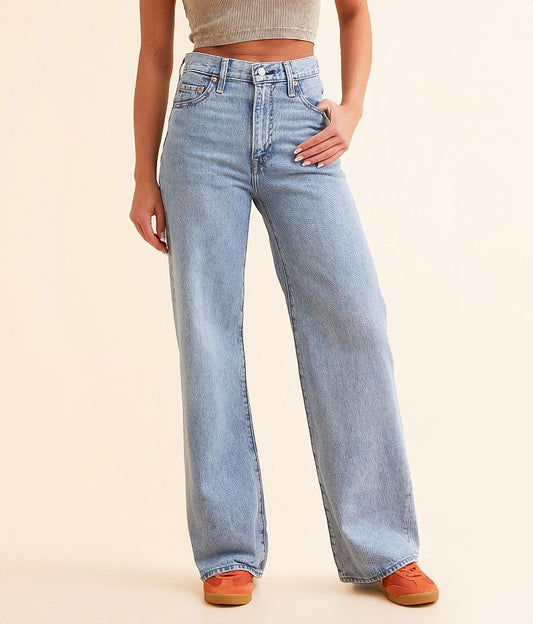 32" Inseam 100% Cotton Rigid Denim Wide Leg Jean