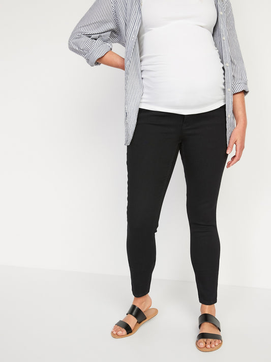 Old Navy Maternity Rollover-Waist Rockstar 360° Stretch Super Skinny Black Jeans