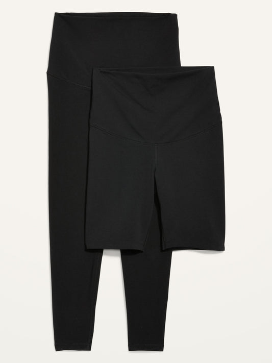 Old Navy Maternity 2-Pack Rollover-Waist PowerChill 7/8-Length Leggings & Biker Shorts