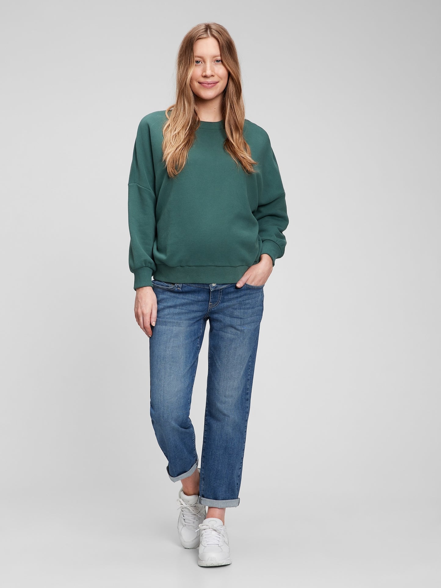 Gap Maternity True Waistband Full Panel Girlfriend Jeans with Washwell