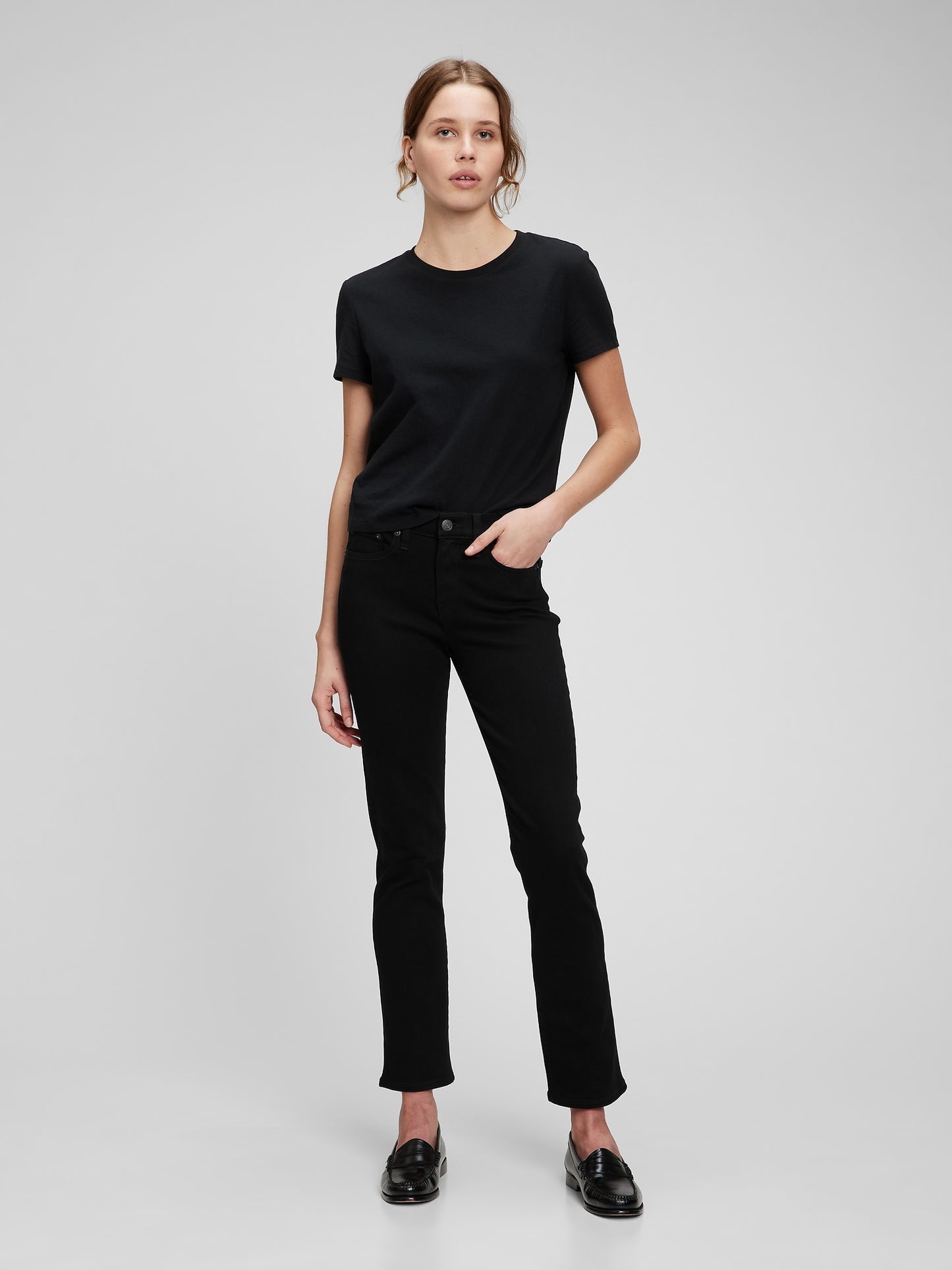 Mid Rise Classic Straight Jeans with Washwell