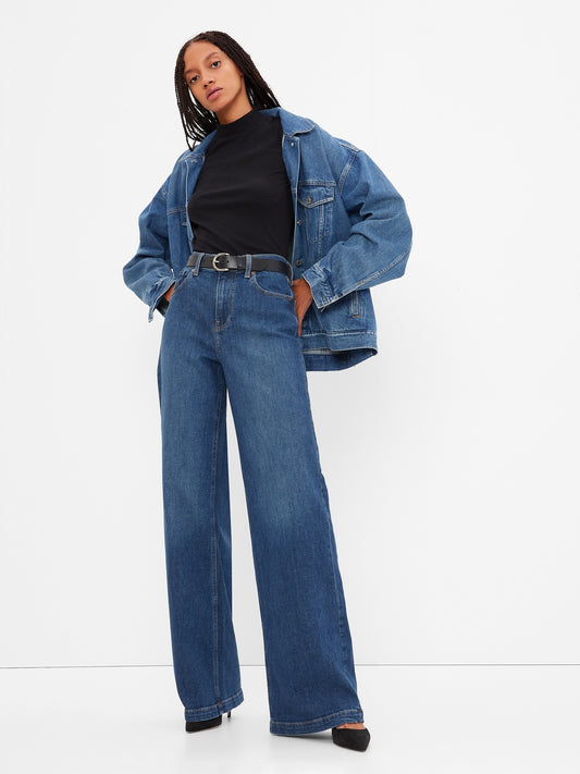 High Rise Stride Wide-Leg Jeans