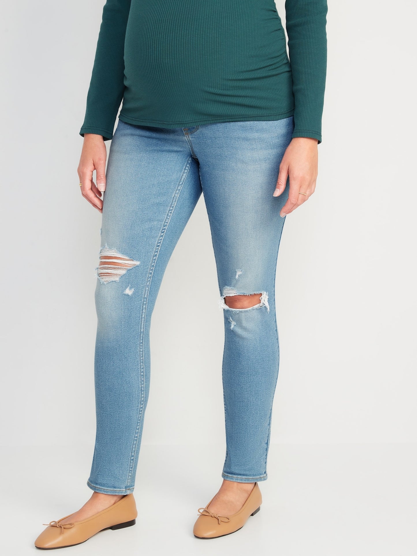 Maternity Rollover-Panel Skinny 360° Stretch Jeans