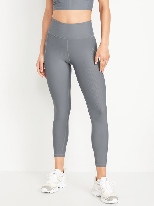 Tall & Petite High-Waisted Silver Rib Leggings