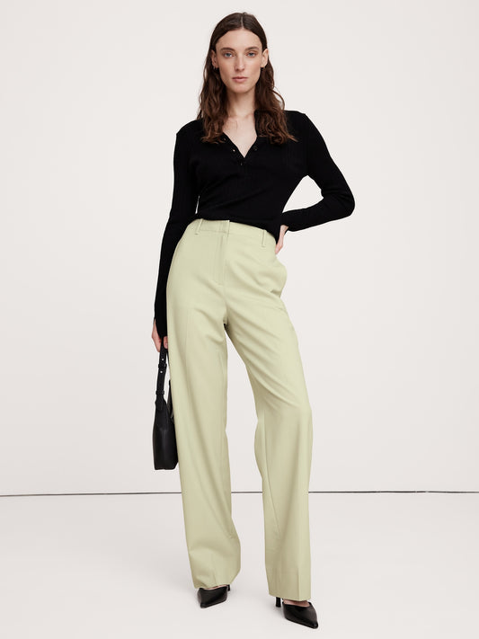 High-Rise Modern Straight Siena Italian Wool Pant