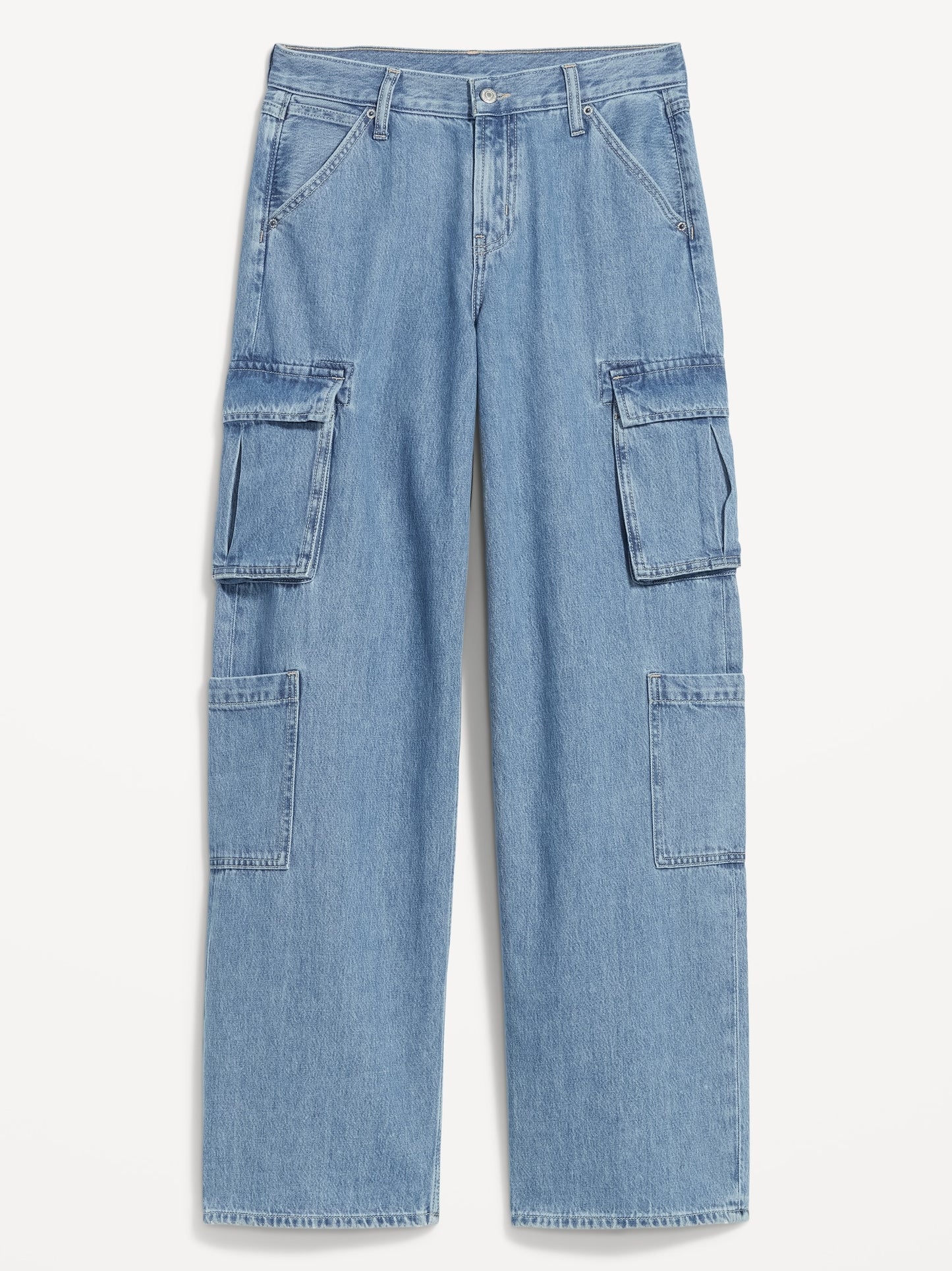 Mid-Rise Baggy Wide-Leg Cargo Jeans