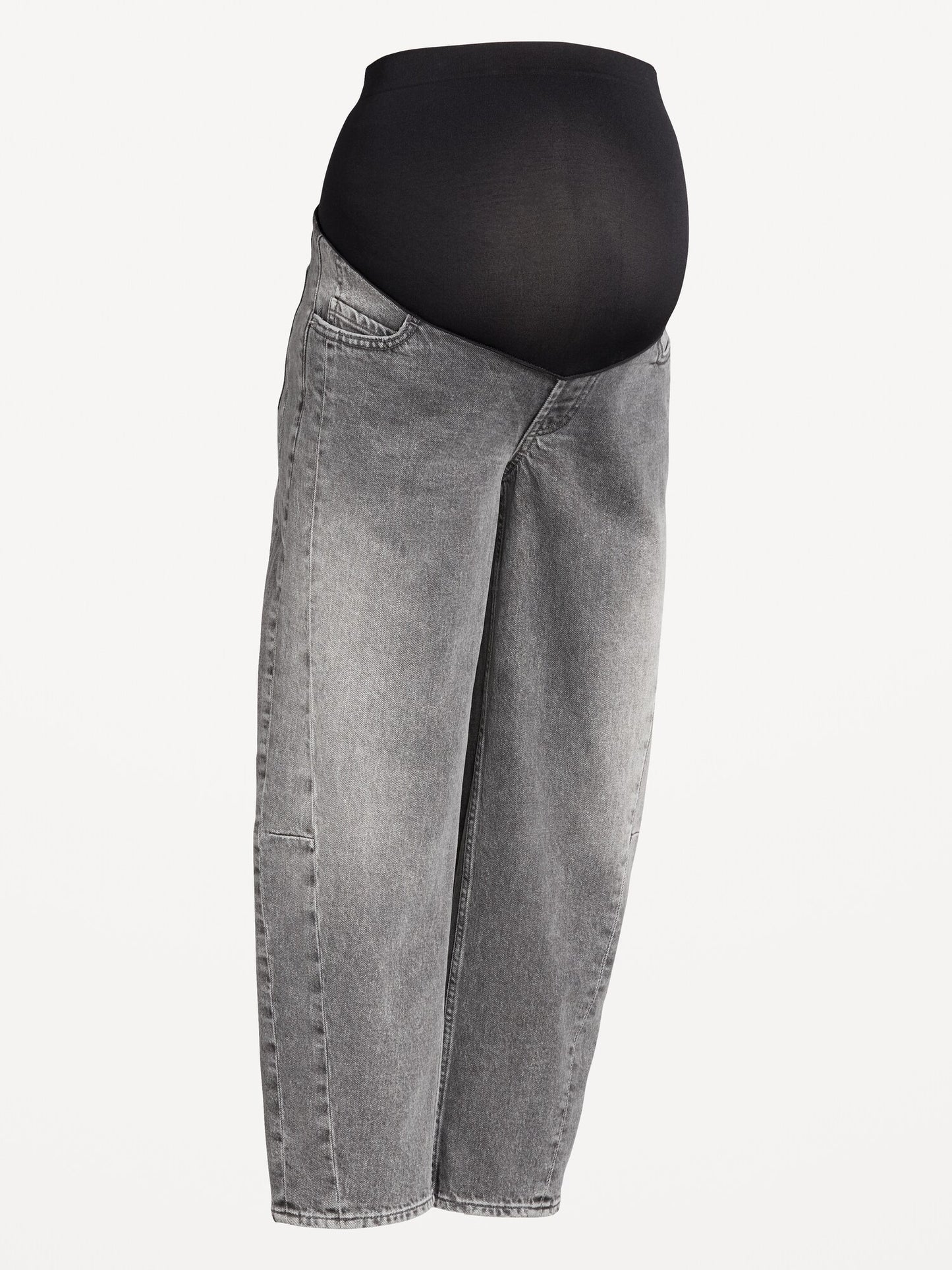 Maternity Ankle-length Barrel Jeans with Full Panel: 26" Inseam