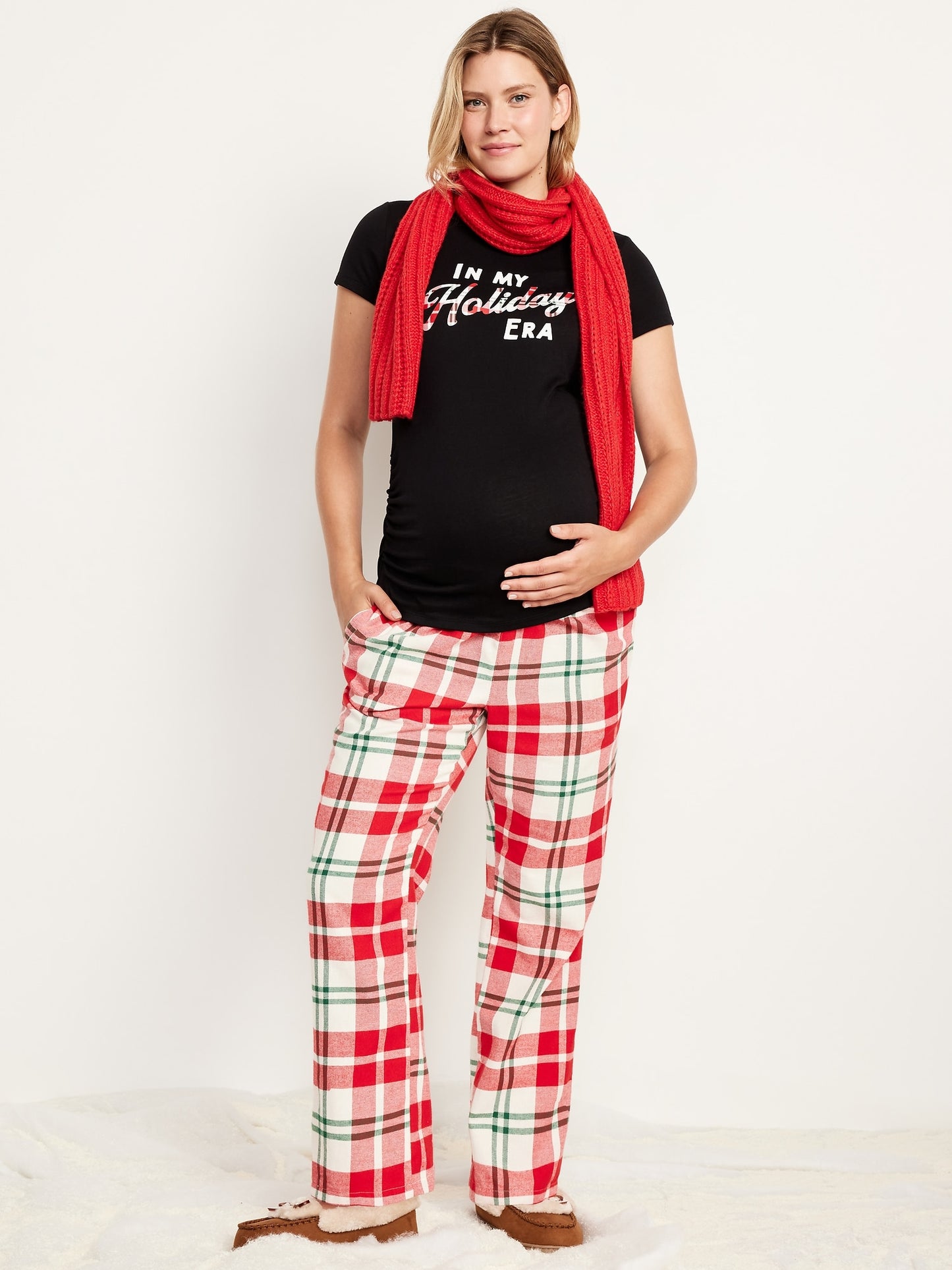 Maternity Plaid Flannel Pajama Pants: 30" Inseam