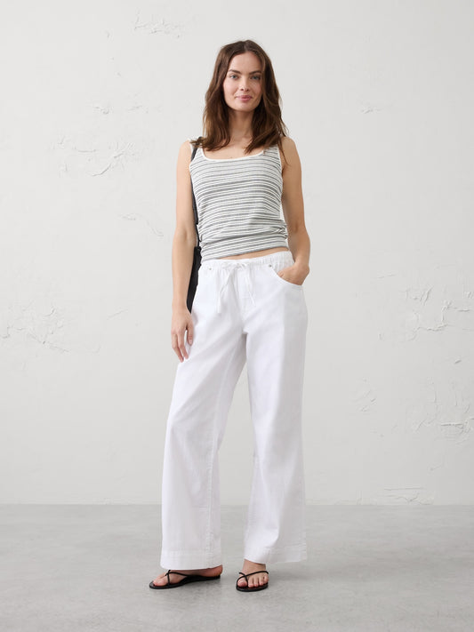 Wide-Leg Mid-Rise White Lightweight Jeans: 28", 30", 33" Inseam