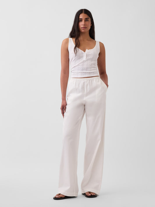 Soft Cotton Easy Pull-on Wide-Leg Pants: Tall, Regular, Petite
