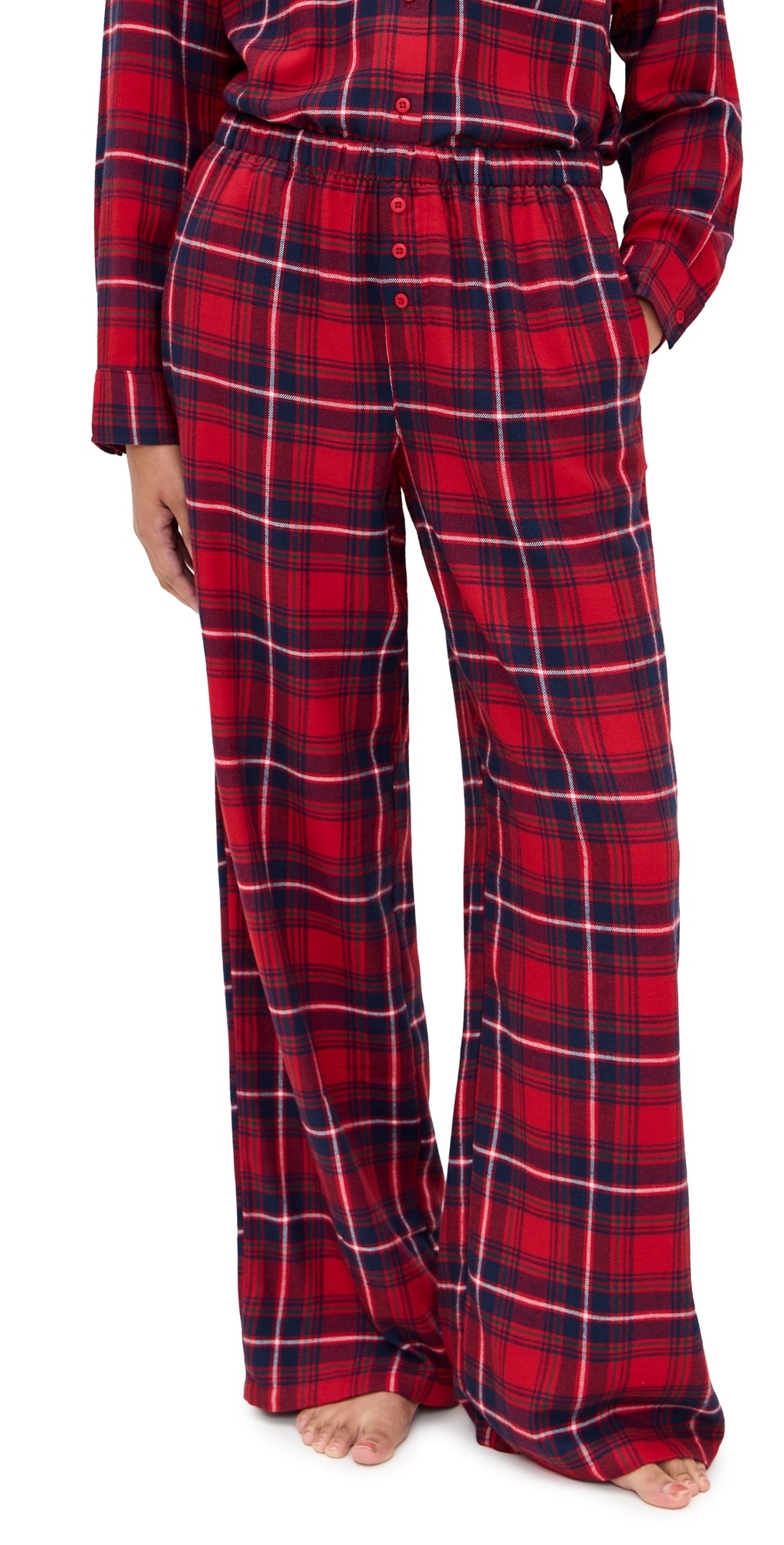 Petite Red Plaid Hangout Pants in 30.75" Inseam
