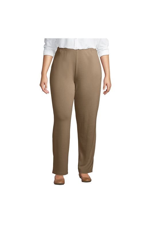 Women's Plus Size Sport Knit High Rise Elastic Waist Pull On Pants