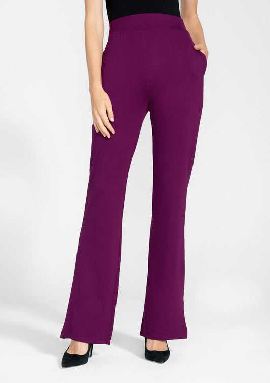 Alloy Apparel Tall Demi Flare Pant for Women in Eggplant