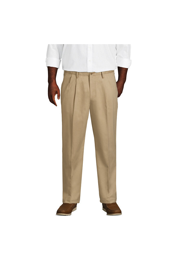Men's Big and Tall Traditional Fit Pleated No Iron Chino Pants
