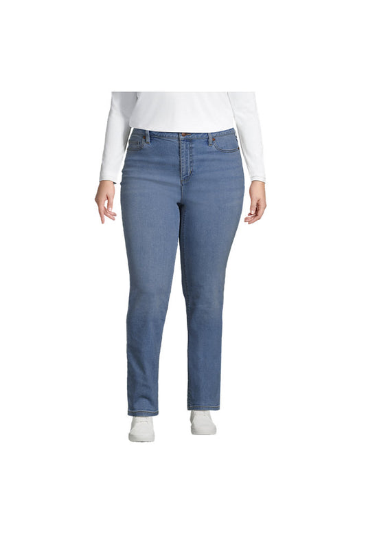 Women's Plus Size Mid Rise Straight Leg Blue Jeans