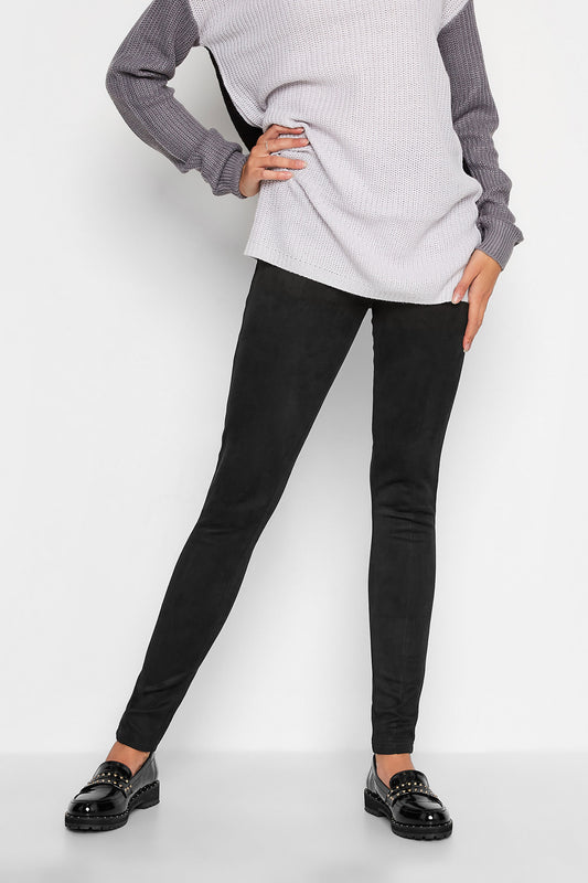 LTS Tall Black Faux Suede Stretch Leggings
