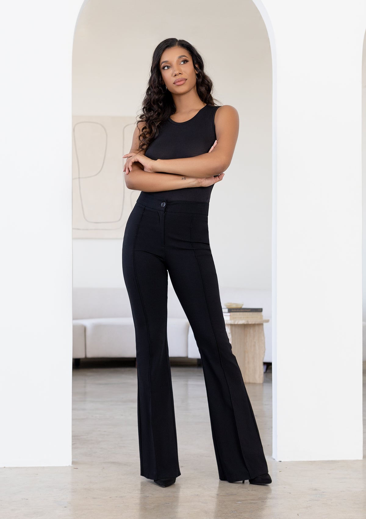 Tall High Waist Flare Dress Pants