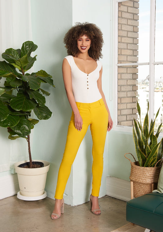 Tall Julia Dressy Skinny Pants for Women in Lemon