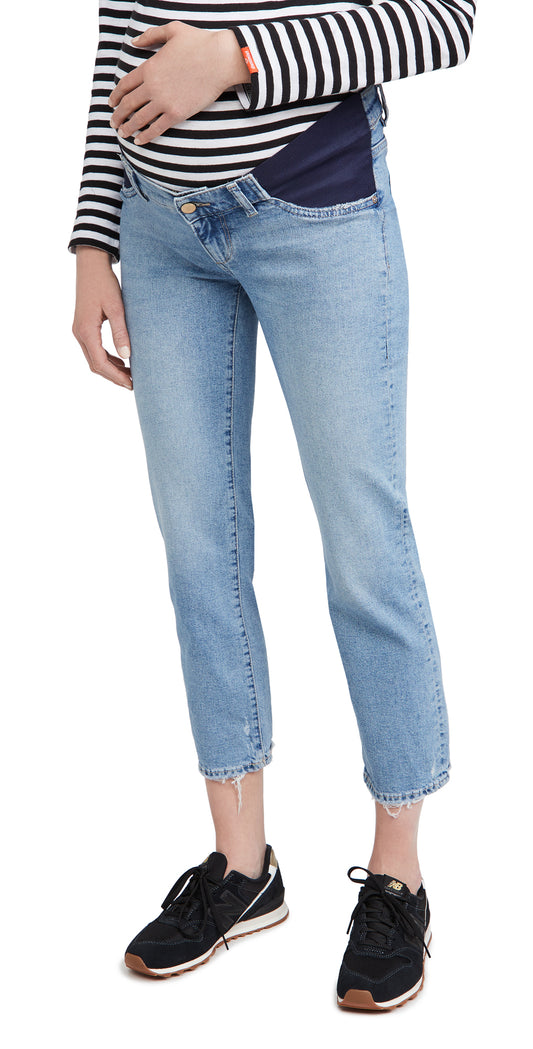Cropped Mid-Rise Straight Leg Maternity Jeans: 27" Inseam