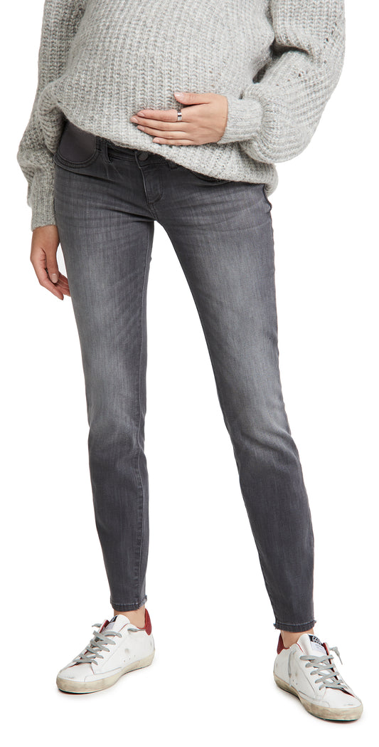 Grey Ankle Length Skinny Maternity Jeans: 29.25" Inseam
