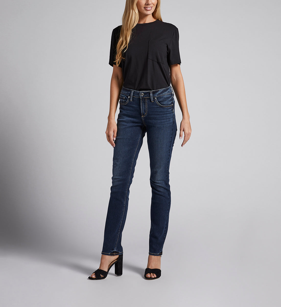 Silver Jeans Elyse Mid Rise Straight Leg Jeans
