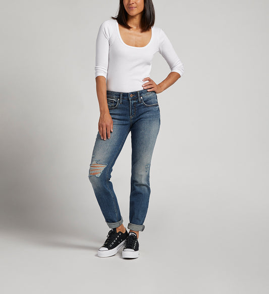 Boyfriend Mid Rise Slim Leg Jeans