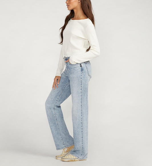 Highly Desirable High Rise Trouser Leg Jeans