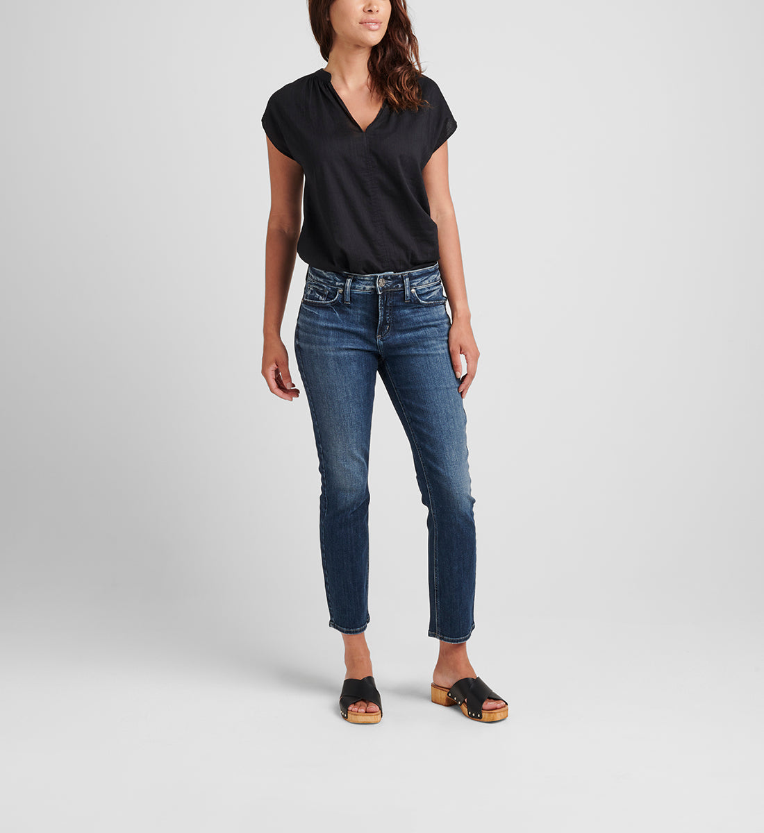 Elyse Mid Rise Straight Crop Jeans