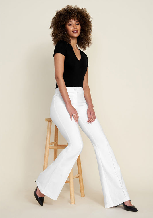 Tall High Waist Flare Dress Pants in White