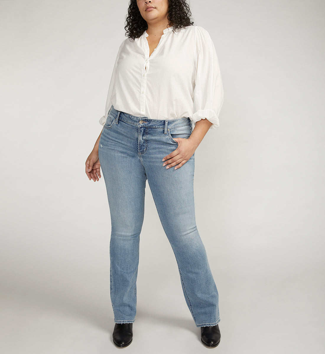 Elyse Mid Rise Slim Bootcut Jeans Plus Size