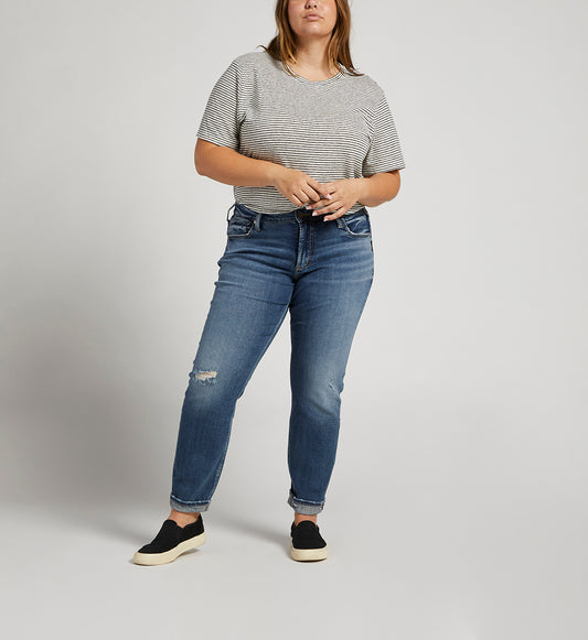 Silver Jeans Boyfriend Mid Rise Slim Leg Jeans Plus Size