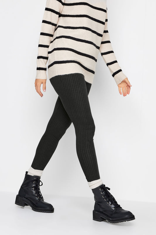 Tall Black Ribbed Leggings