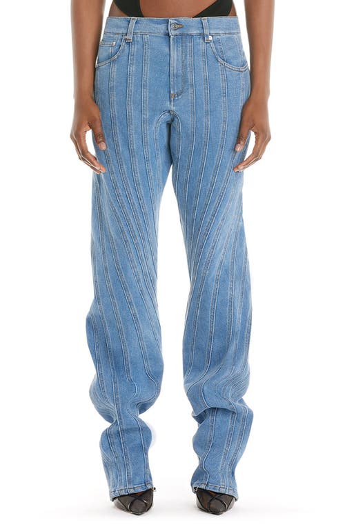 spiral Low Waist Denim Baggy Jeans in Medium Blue