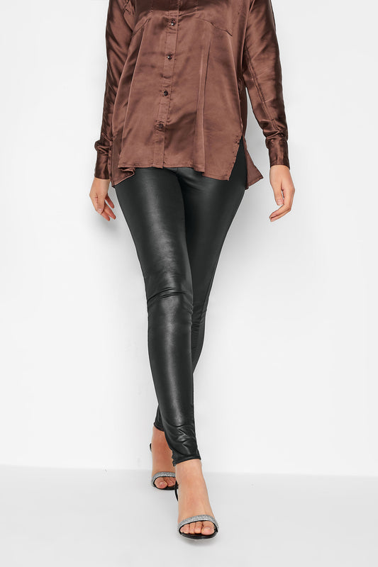 LTS Tall Black Faux Leather Look Stretch Leggings