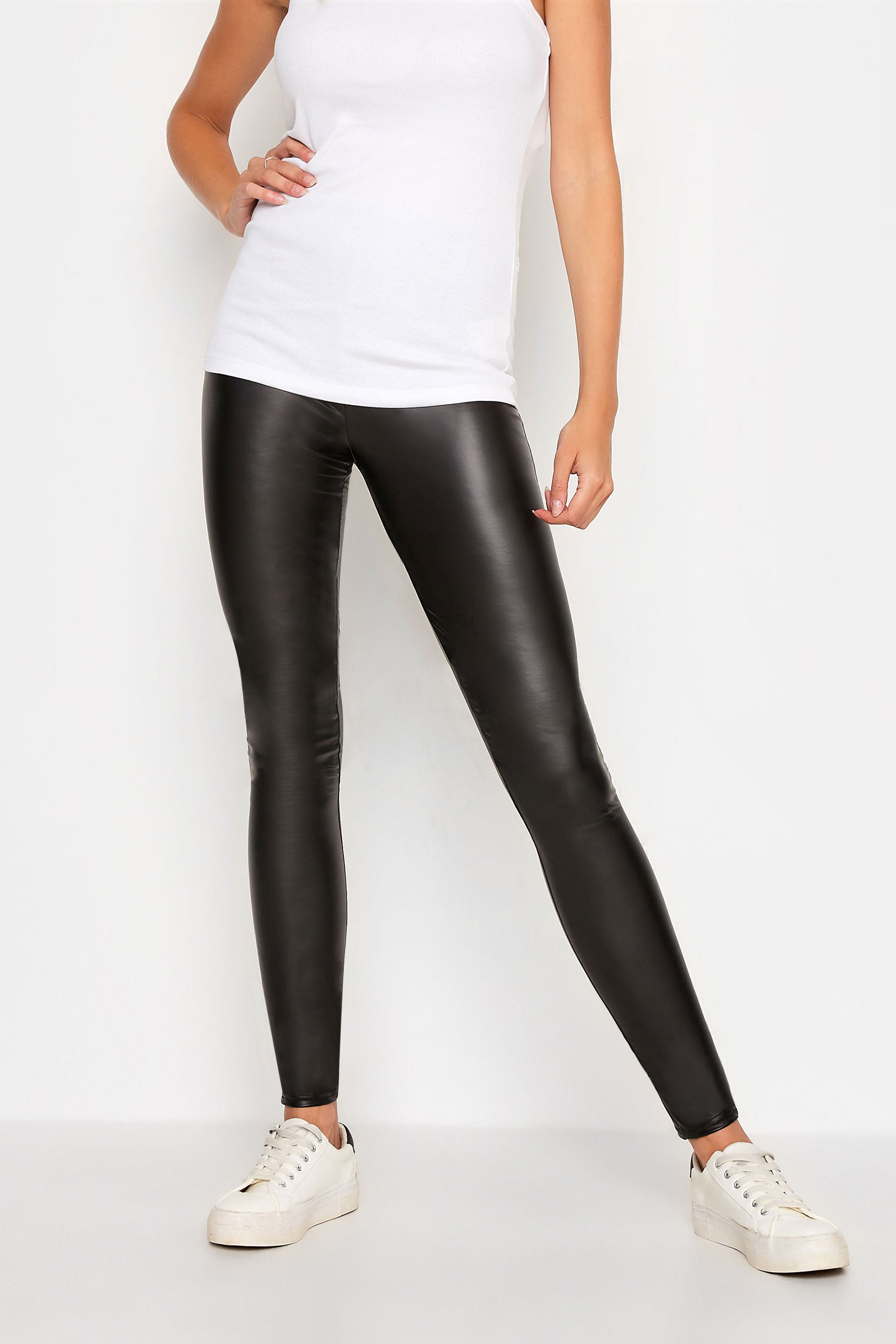 Tall Black Stretch Leather Look Leggings – Search By Inseam