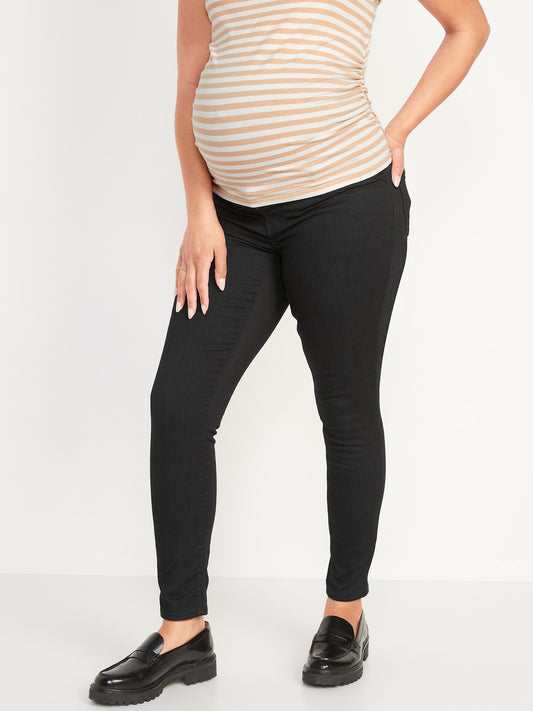 Old Navy Maternity Premium Full Panel Rockstar Super Skinny Black Jeans