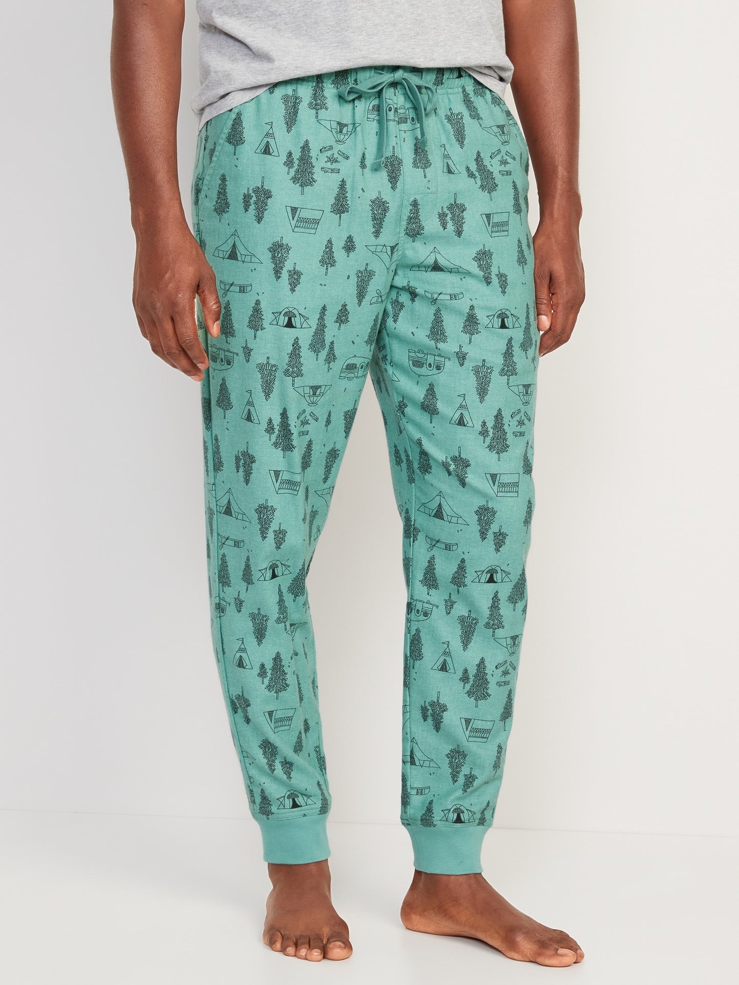 Printed Flannel Jogger Pajama Pants for Men