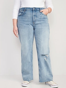 Old Navy Extra High-Waisted Wide-Leg Ripped Jeans for Women