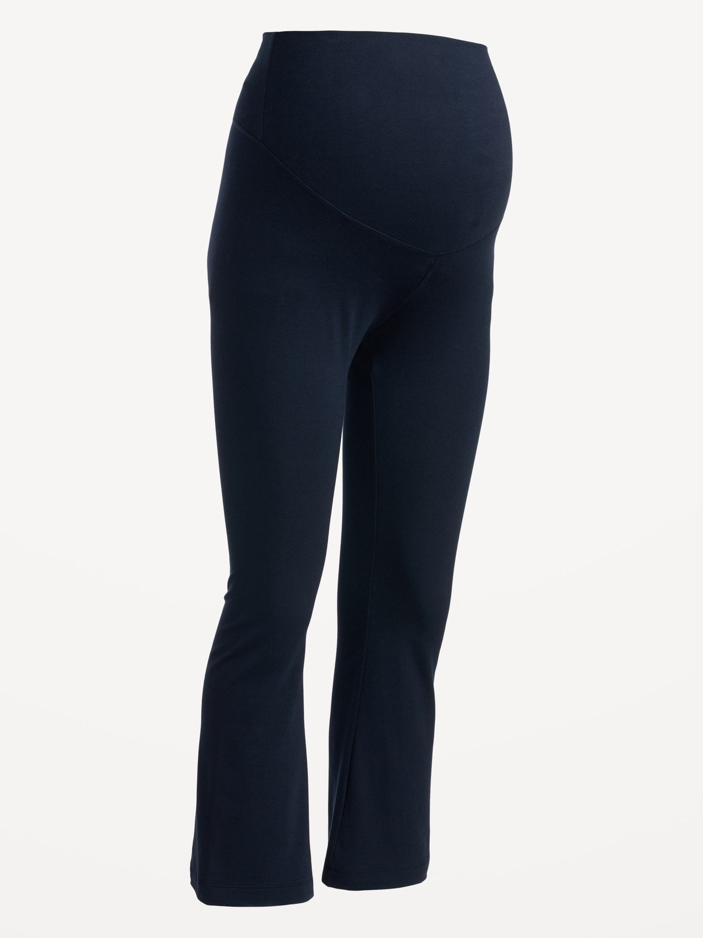Maternity Rollover-Waist Cropped Flare Jersey Leggings