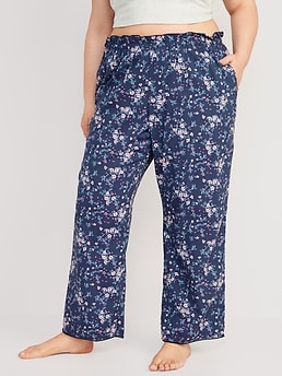 High-Waisted Floral Wide-Leg Pajama Pants for Women