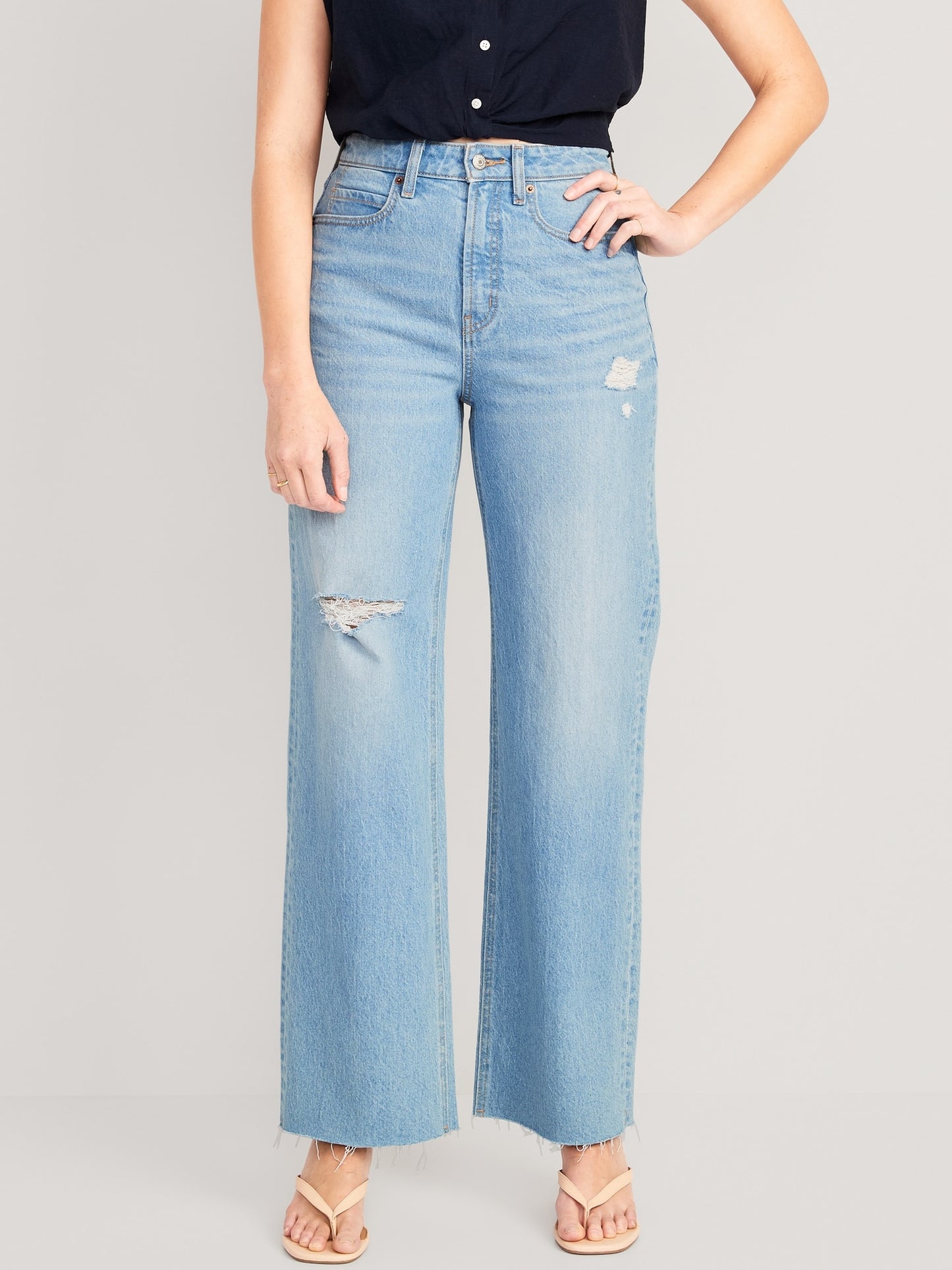 Curvy Extra High-Waisted Cut-Off Wide-Leg Jeans for Women