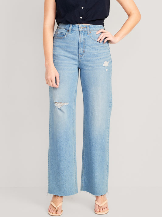 Curvy Extra High-Waisted Cut-Off Wide-Leg Jeans for Women