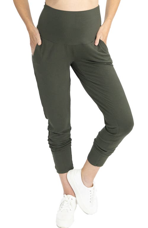 Angel Maternity Tapered Casual Maternity Pants in Khaki