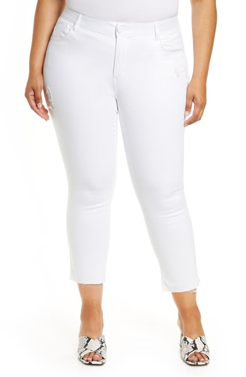 'Ab'Solution High Waist Raw Hem Skinny Jeans in Opw Optic White